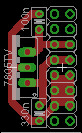 Adapter PCB with values (red = TOP = copper side)