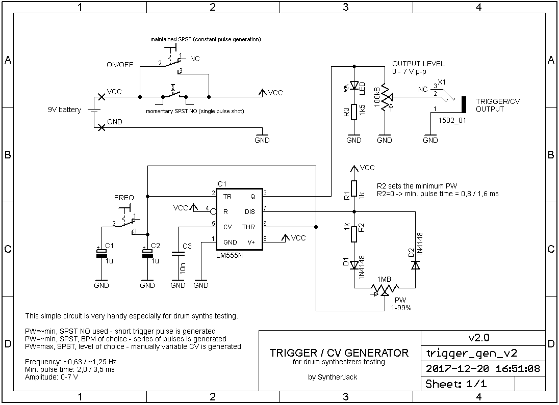 Trigger / CV generator schematic
