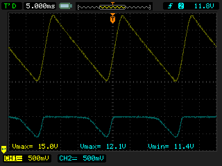 7812 voltage regulators input and output waveforms