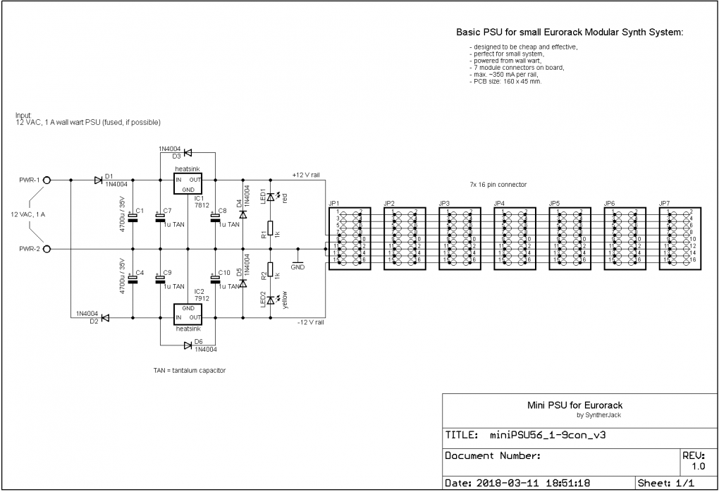 Modular synth wall wart PSU SyntherJack