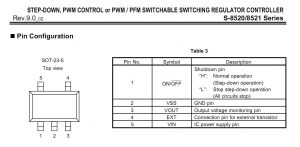 S-8520 switching regulator controller pinout