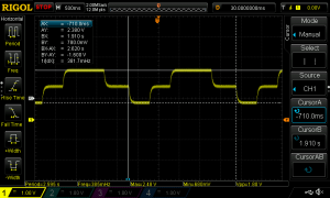 Oscilloscope screem with waveform
