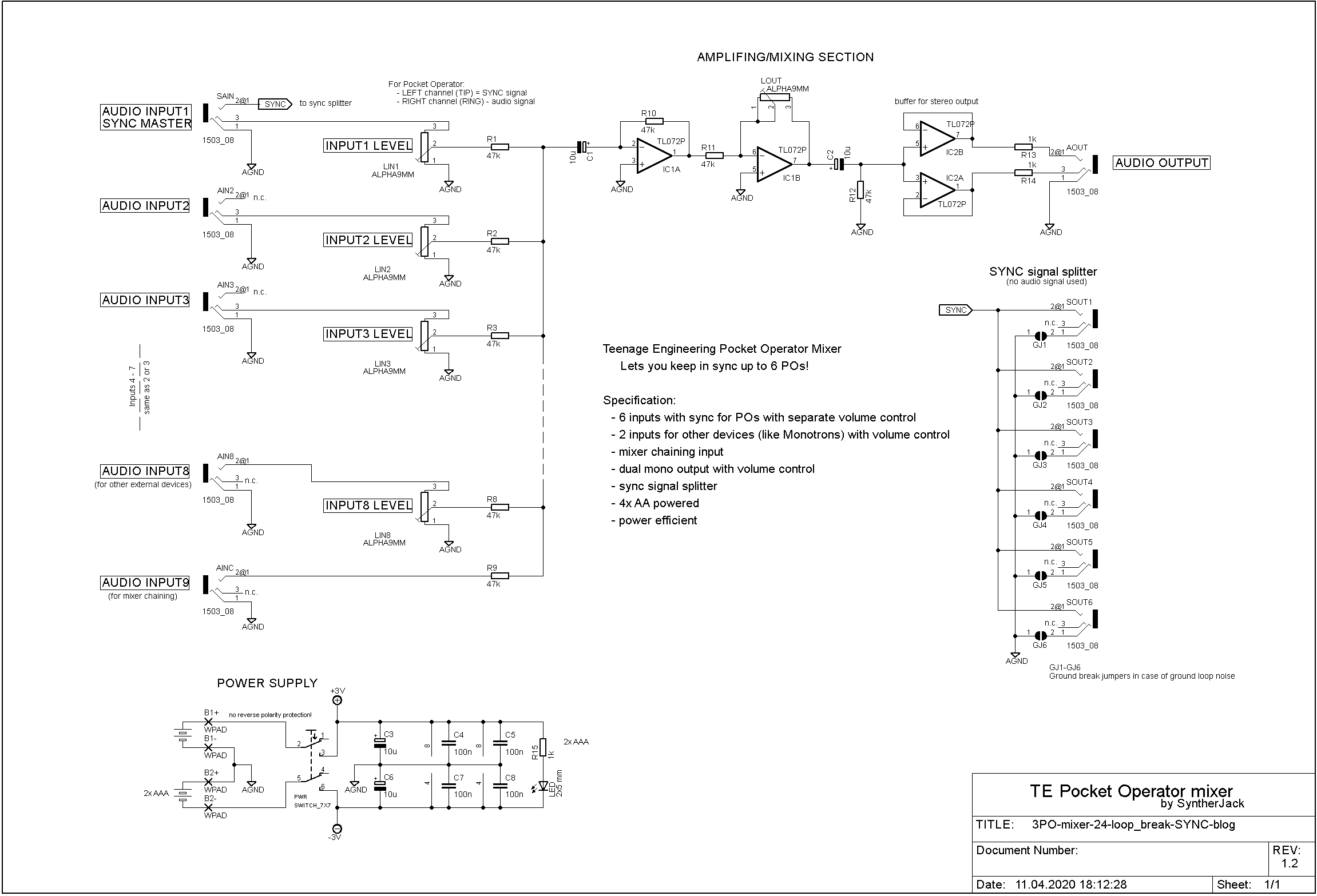 Schematic od 3PO mixer - nothing fancy here